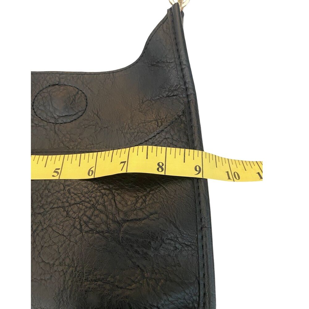 AhDorned Black Vegan Messenger Crossbody Yellow Geometric Guitar Style Strap - Picture 12 of 12